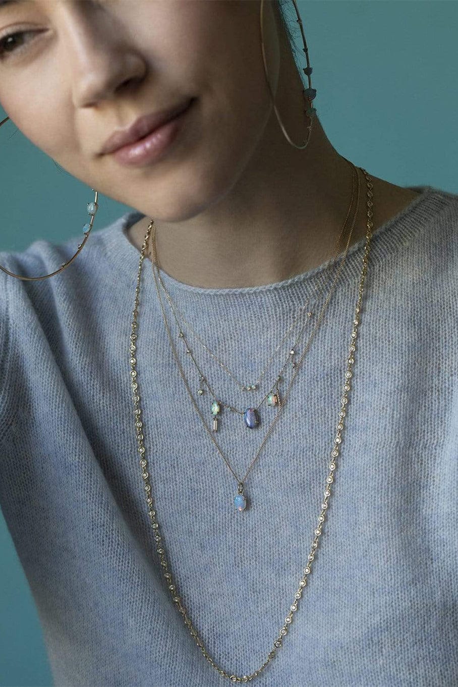 WWAKE-Limited Edition Small Opal Pendant Necklace-YELLOW GOLD