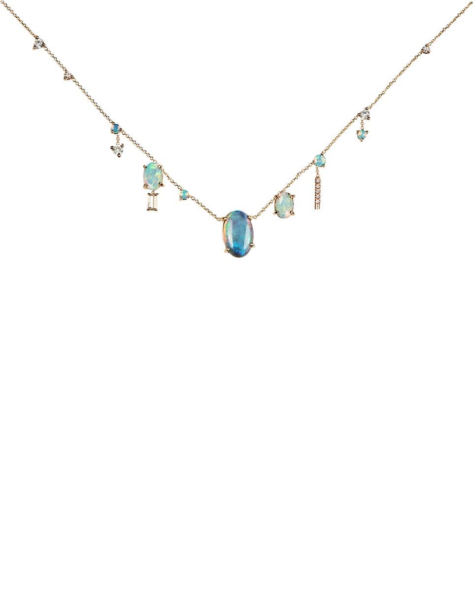 WWAKE-Opal, Diamond, Sapphire Necklace-YELLOW GOLD
