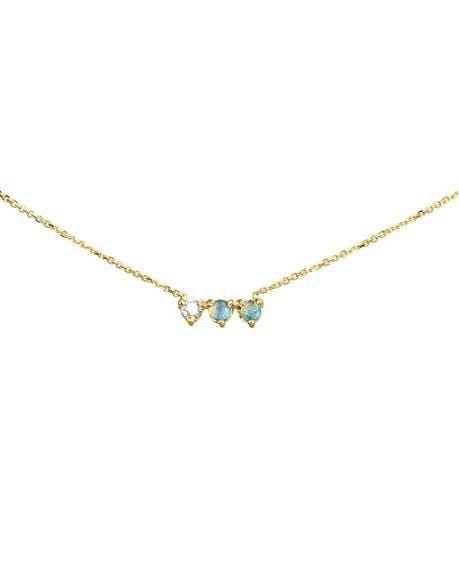 WWAKE-Three Points Opal Necklace-YELLOW GOLD