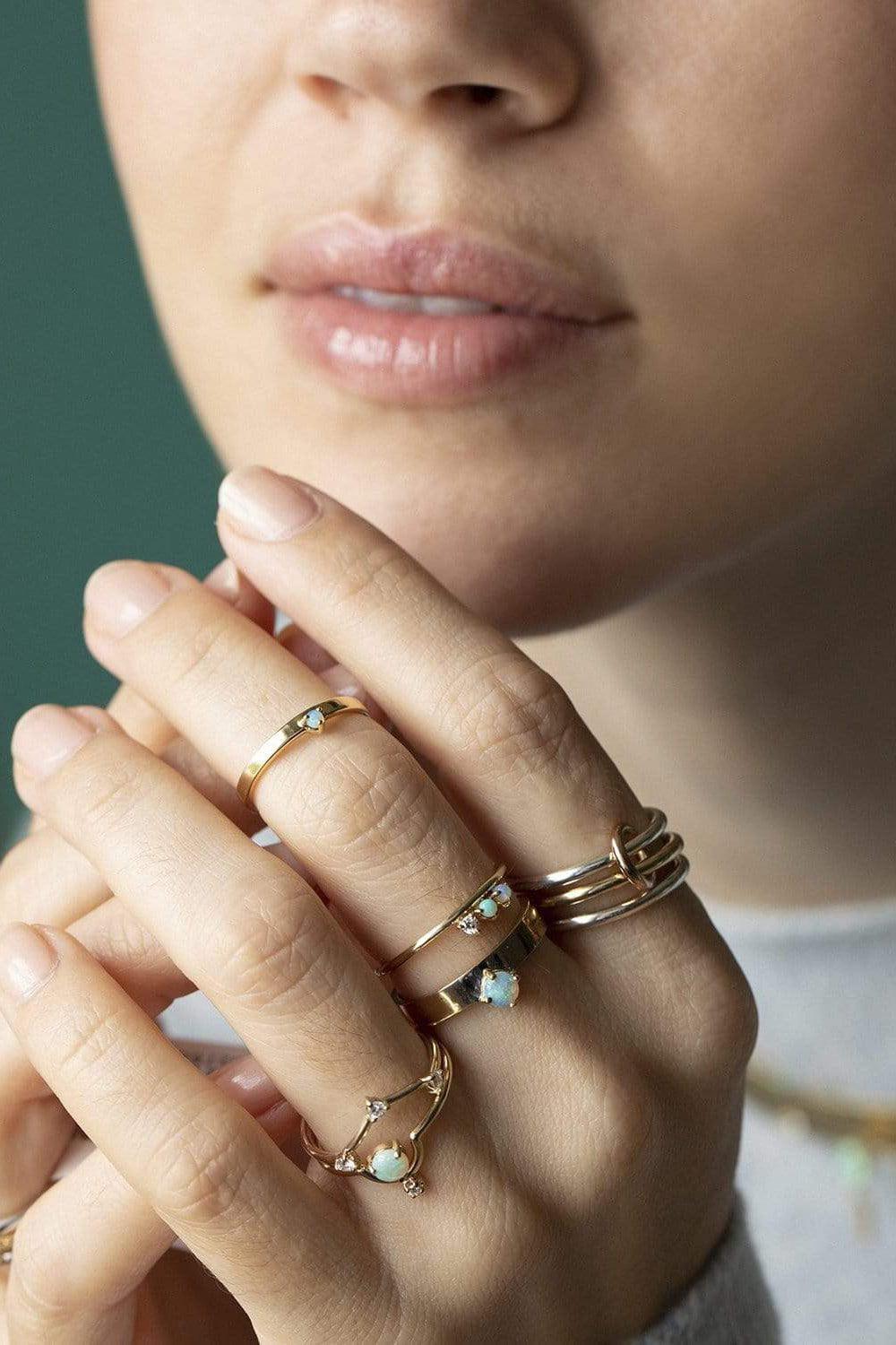 WWAKE-Diamond Three Step Triangle Ring-YELLOW GOLD