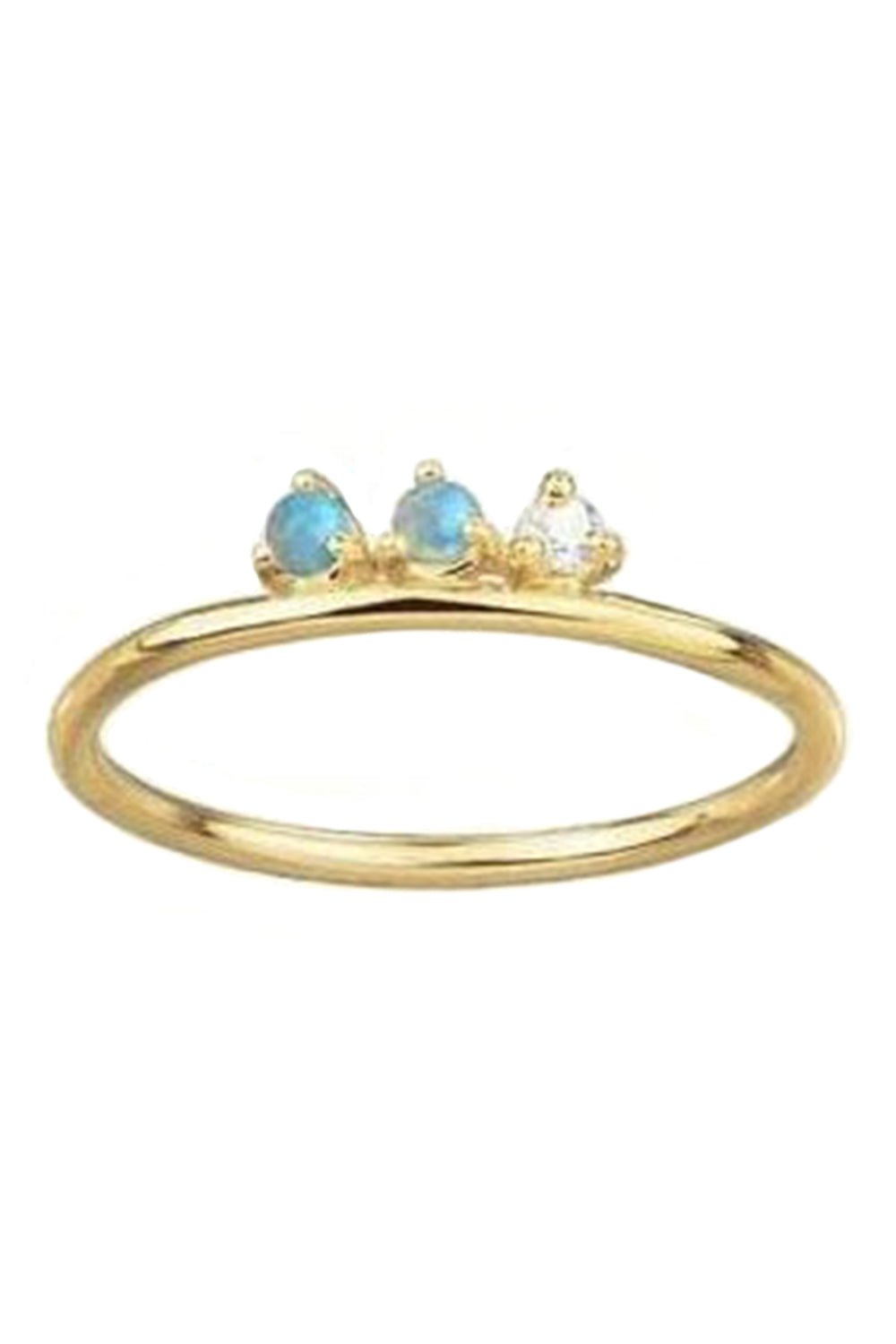 WWAKE-Three Points Opal Ring-YELLOW GOLD