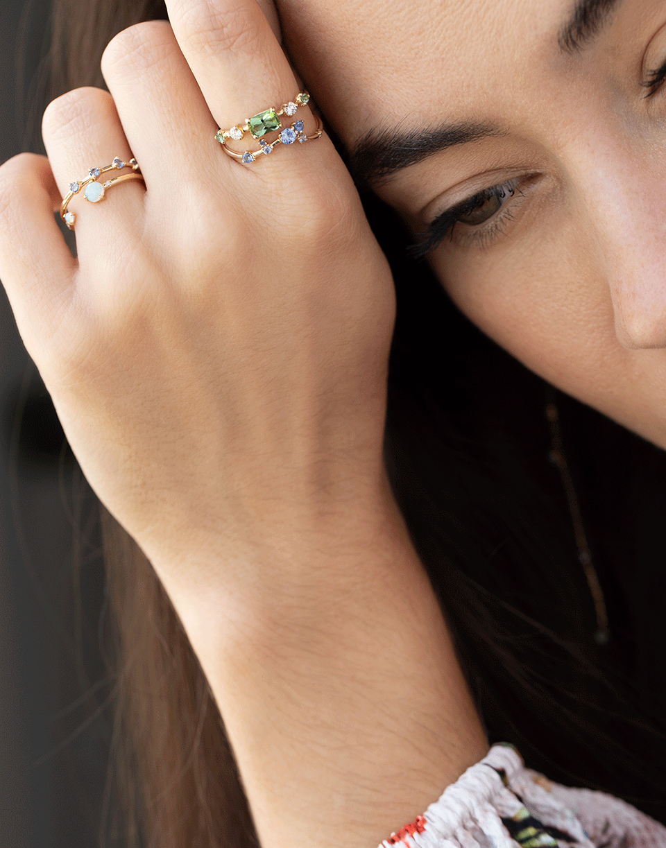 WWAKE-Organic Triangle Sapphire Ring-YELLOW GOLD