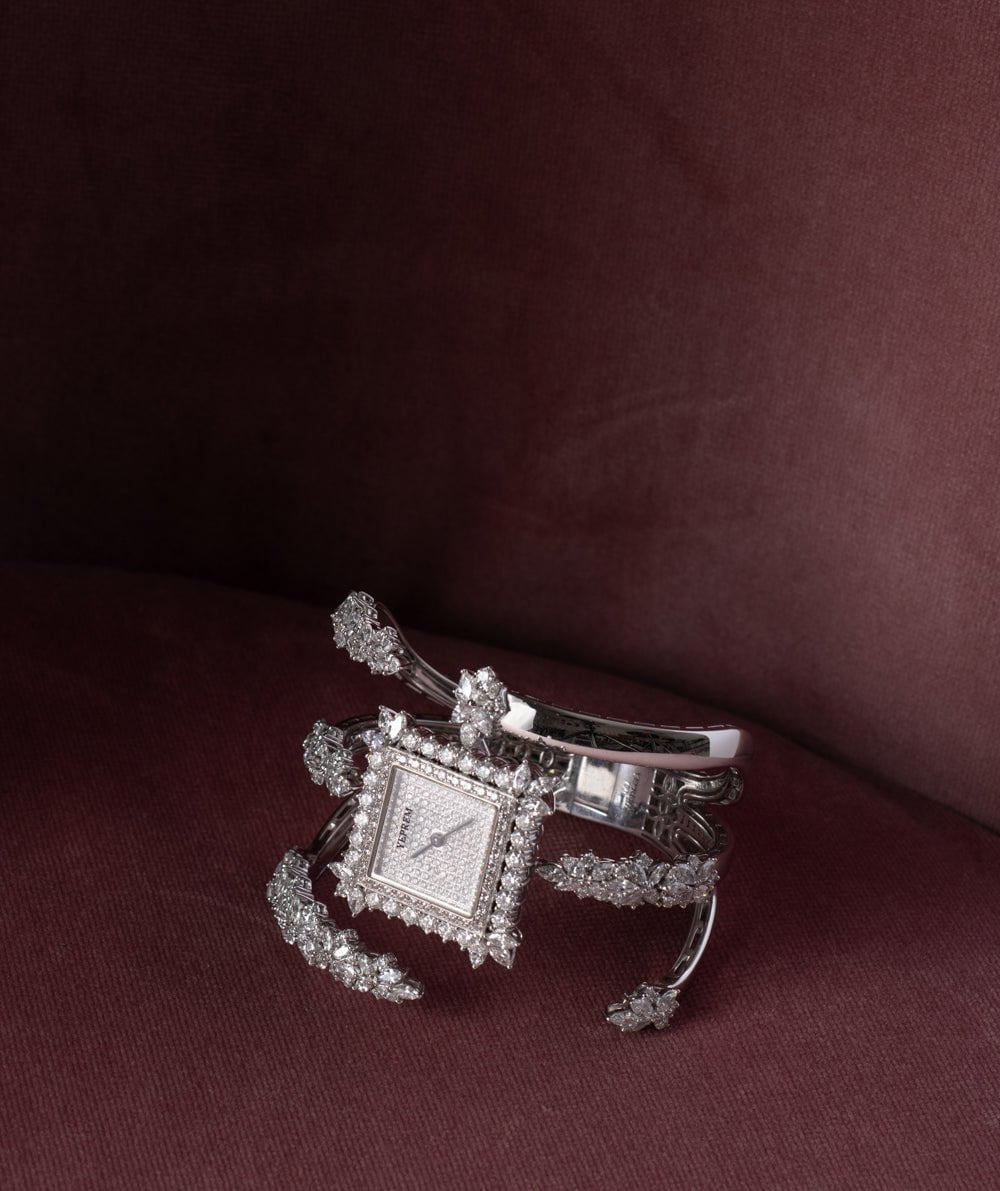 YEPREM JEWELLERY-Marquise Diamond Square Watch-WHITE GOLD