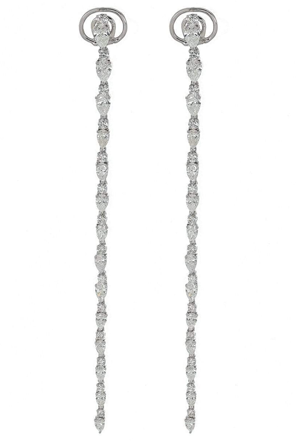Long Diamond Earrings-WHITE GOLD-JEWELRYFINE JEWELEARRING-YEPREM JEWELLERY