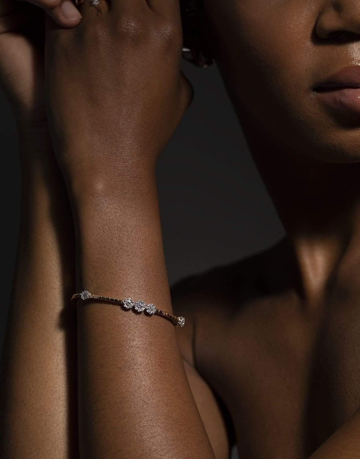 YEPREM JEWELLERY-Pink Strada Diamond Flex Bracelet-ROSE GOLD