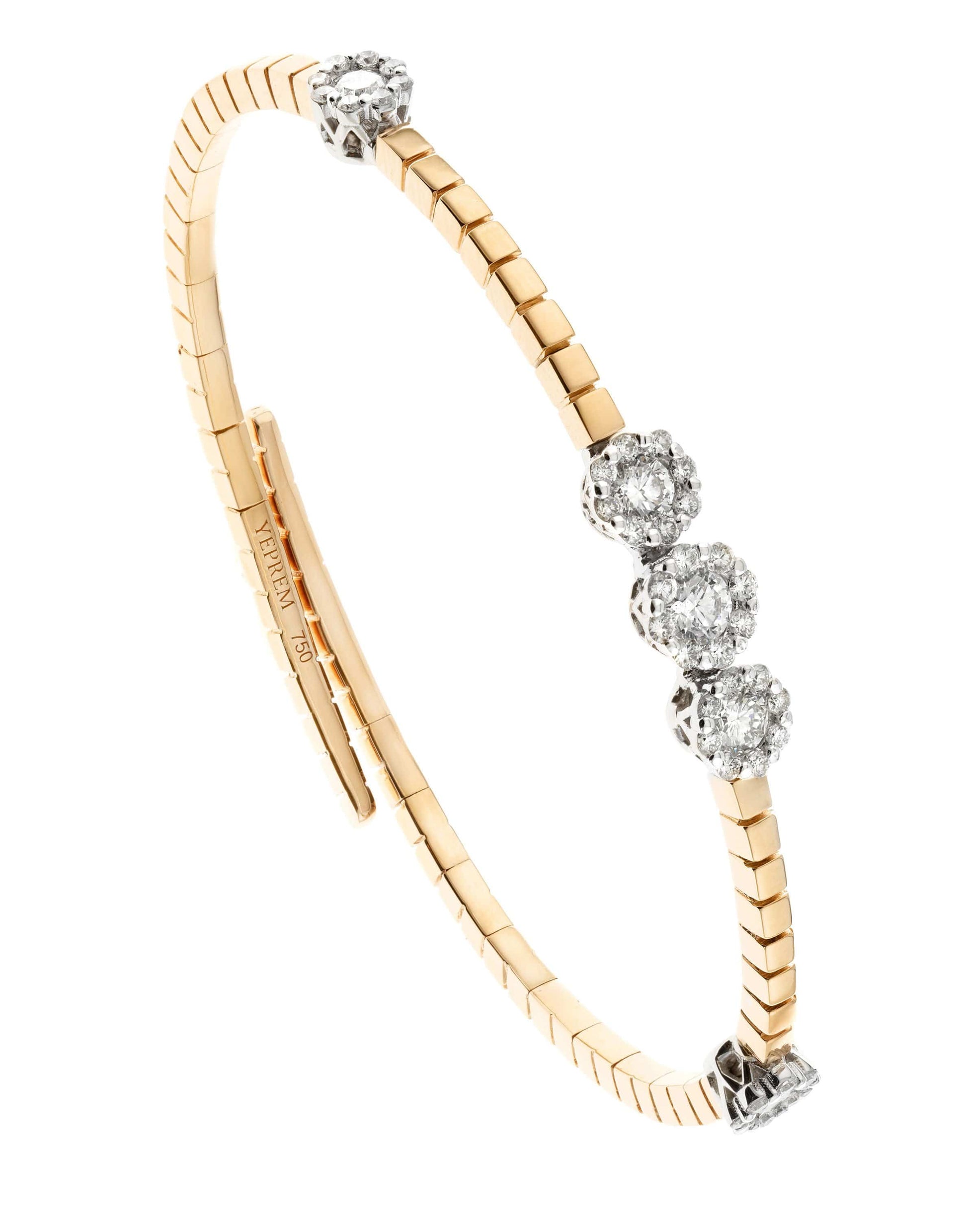 YEPREM JEWELLERY-Pink Strada Diamond Flex Bracelet-ROSE GOLD