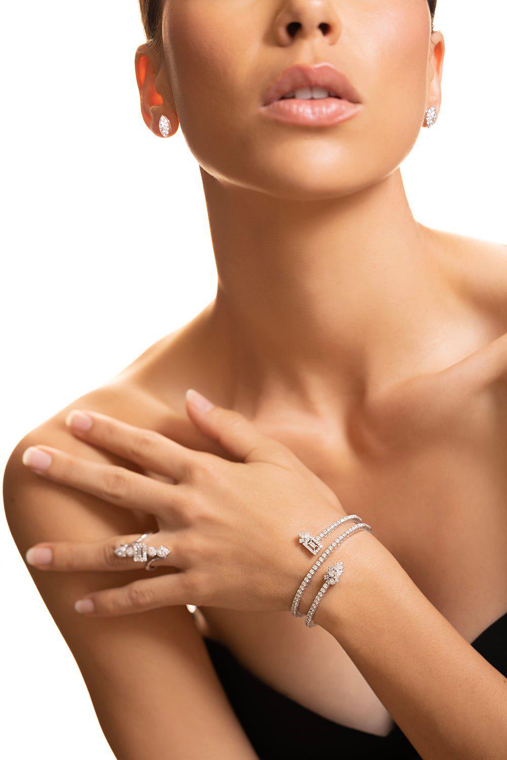 YEPREM JEWELLERY-Diamond Wrap Bracelet-WHITE GOLD