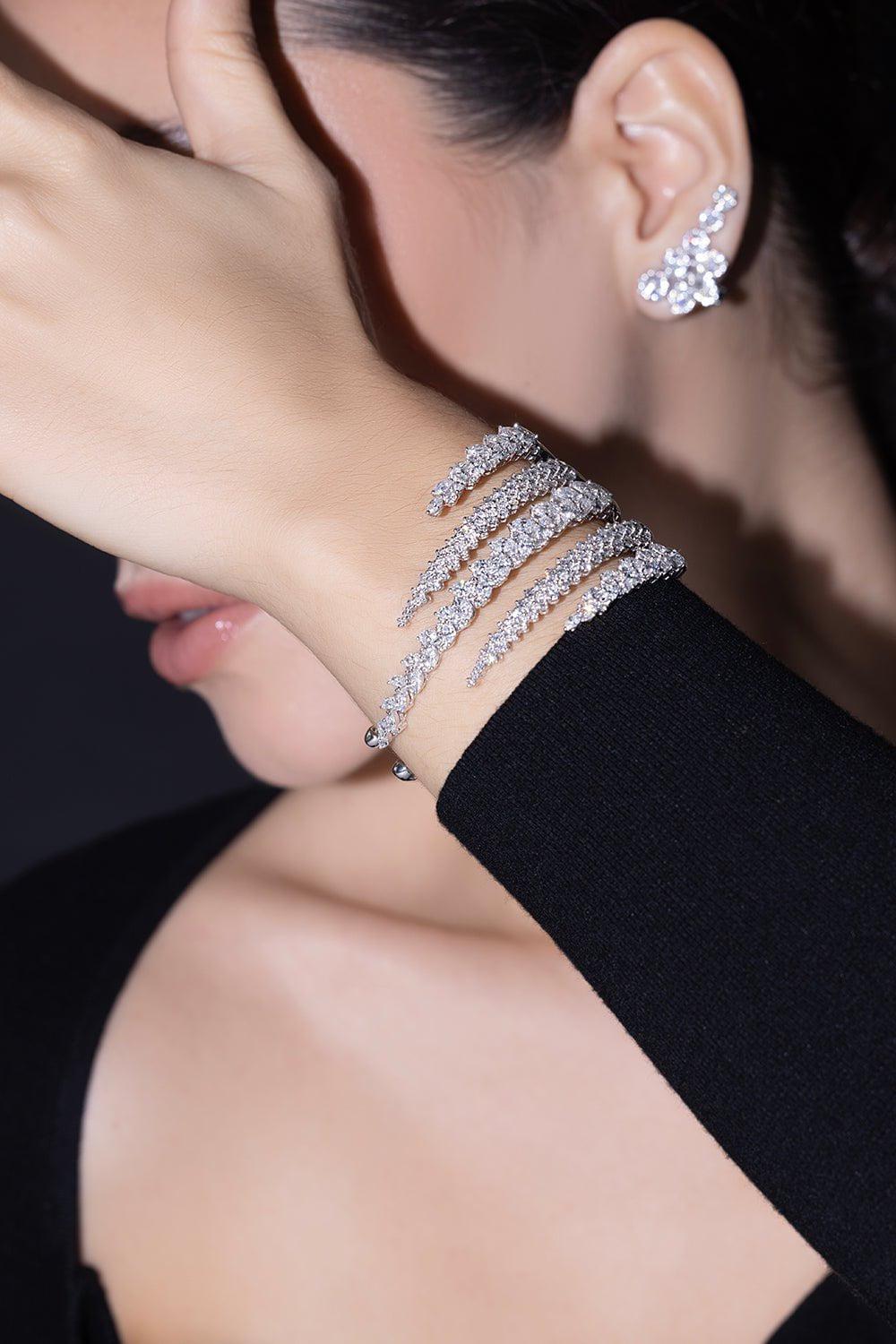 YEPREM JEWELLERY-Five Row Marquise Diamond Bracelet-WHITE GOLD