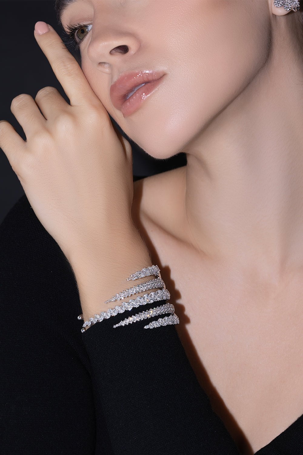 YEPREM JEWELLERY-Five Row Marquise Diamond Bracelet-WHITE GOLD
