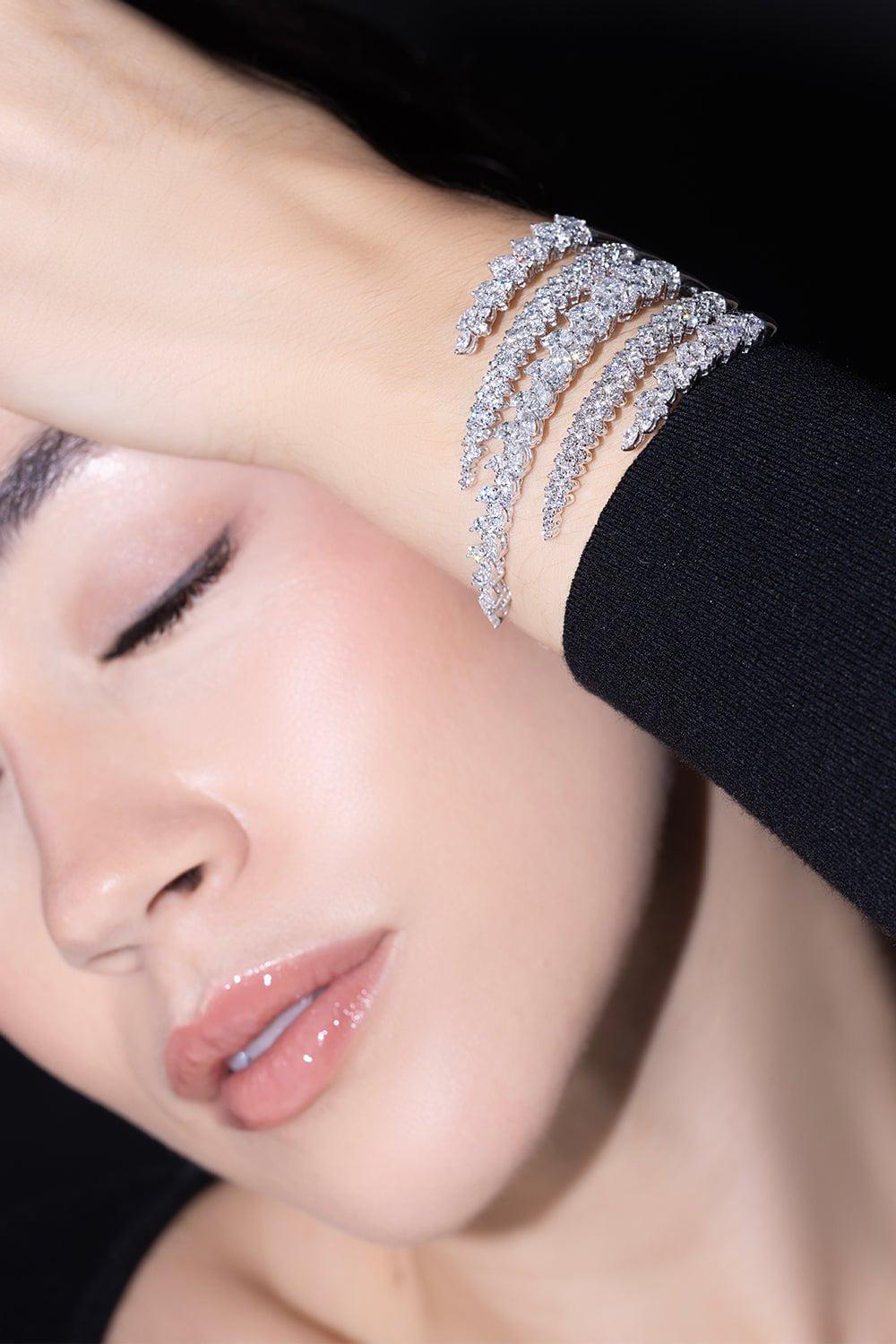 YEPREM JEWELLERY-Five Row Marquise Diamond Bracelet-WHITE GOLD