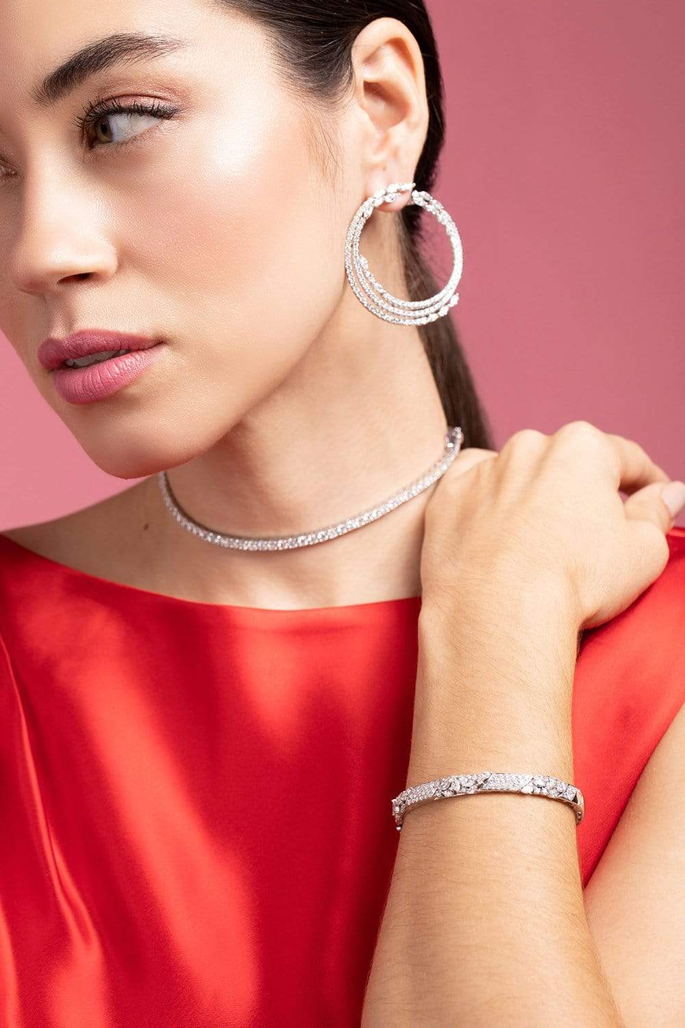 YEPREM JEWELLERY-Marquis Diamond Bangle-WHITE GOLD