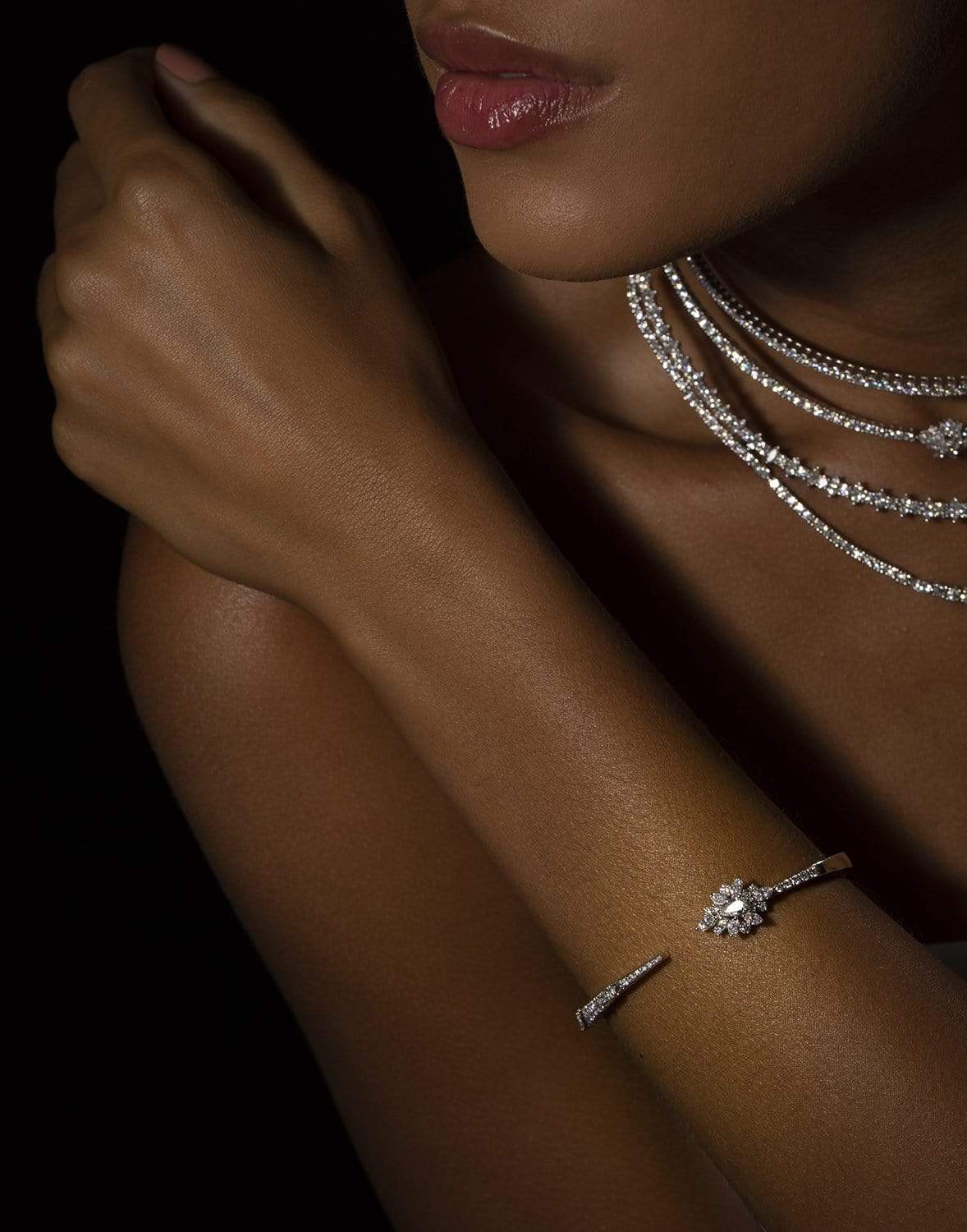 YEPREM JEWELLERY-Open Diamond Bracelet-WHITE GOLD