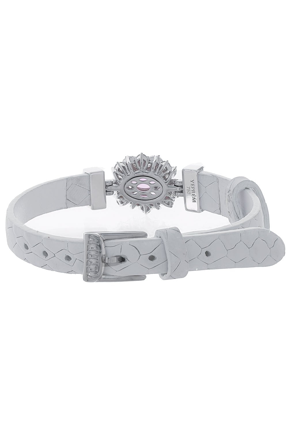 YEPREM JEWELLERY-Pink Sapphire Diamond Single Wrap Bracelet-WHITE GOLD