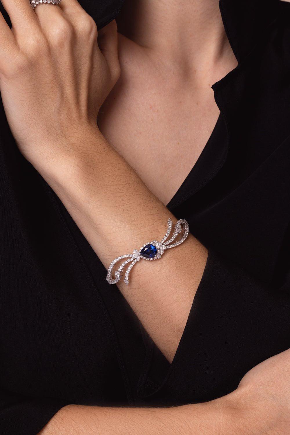 YEPREM JEWELLERY-Reign Supreme Bangle Bracelet-WHITE GOLD