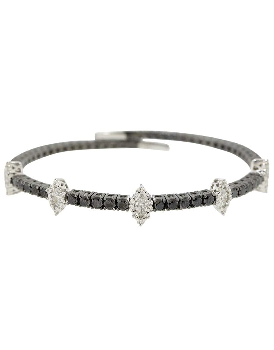 YEPREM JEWELLERY-Round, Marquise, and Black Diamond Bracelet-WHITE GOLD