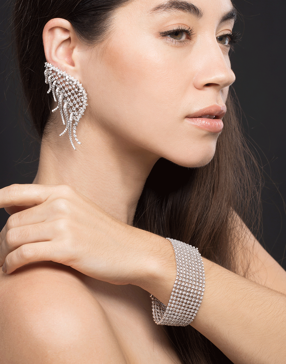 YEPREM JEWELLERY-Wide Diamond Bracelet-WHITE GOLD