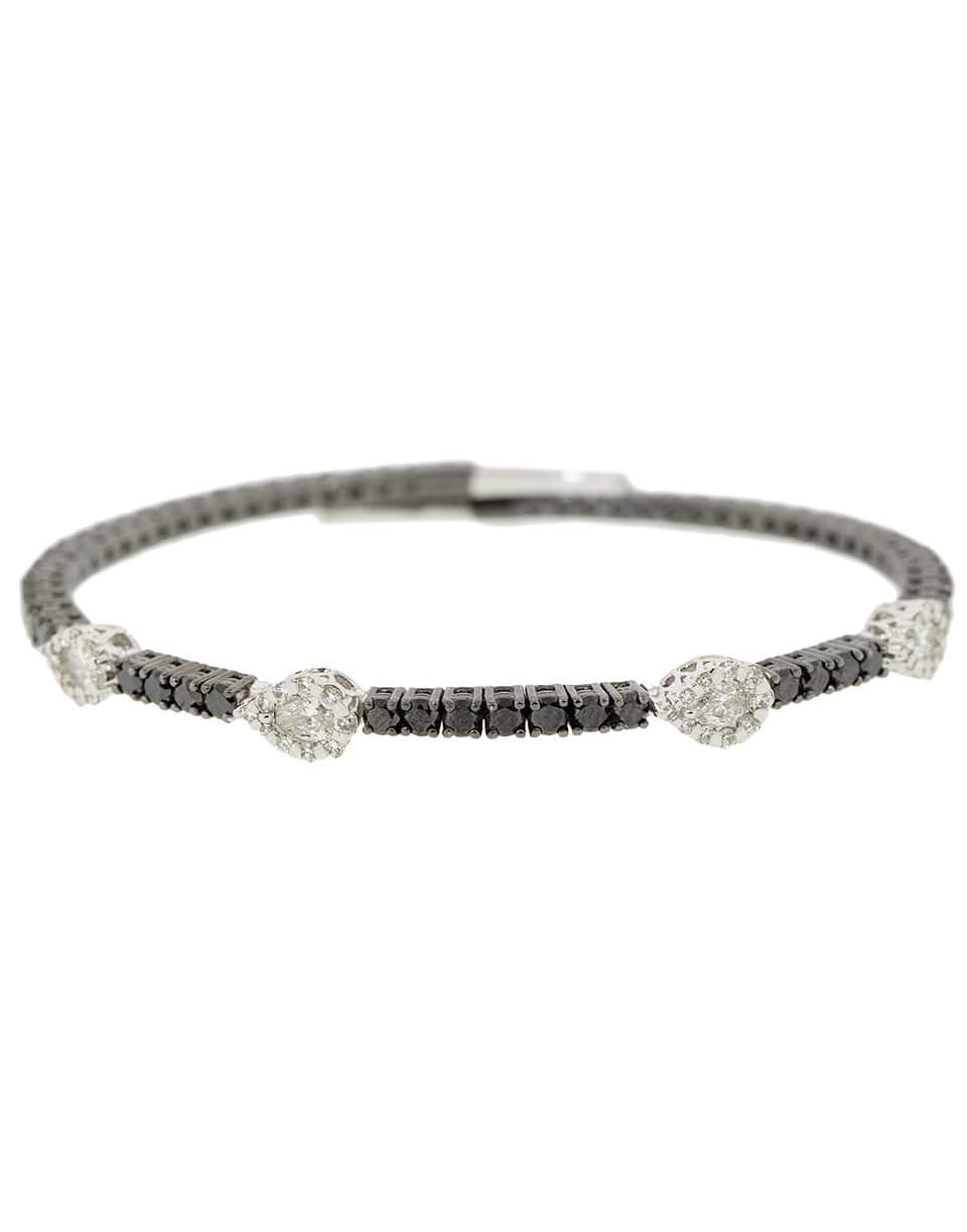 YEPREM JEWELLERY-Black, Round and Pear Diamond Bracelet-WHTGLD