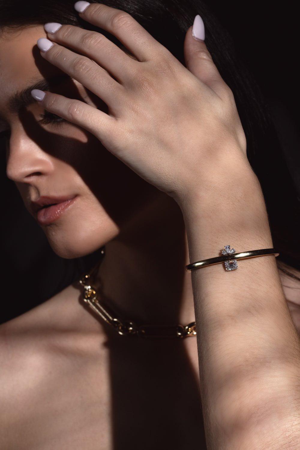 YEPREM JEWELLERY-Golden Strada Diamond Bangle Bracelet-YELLOW GOLD