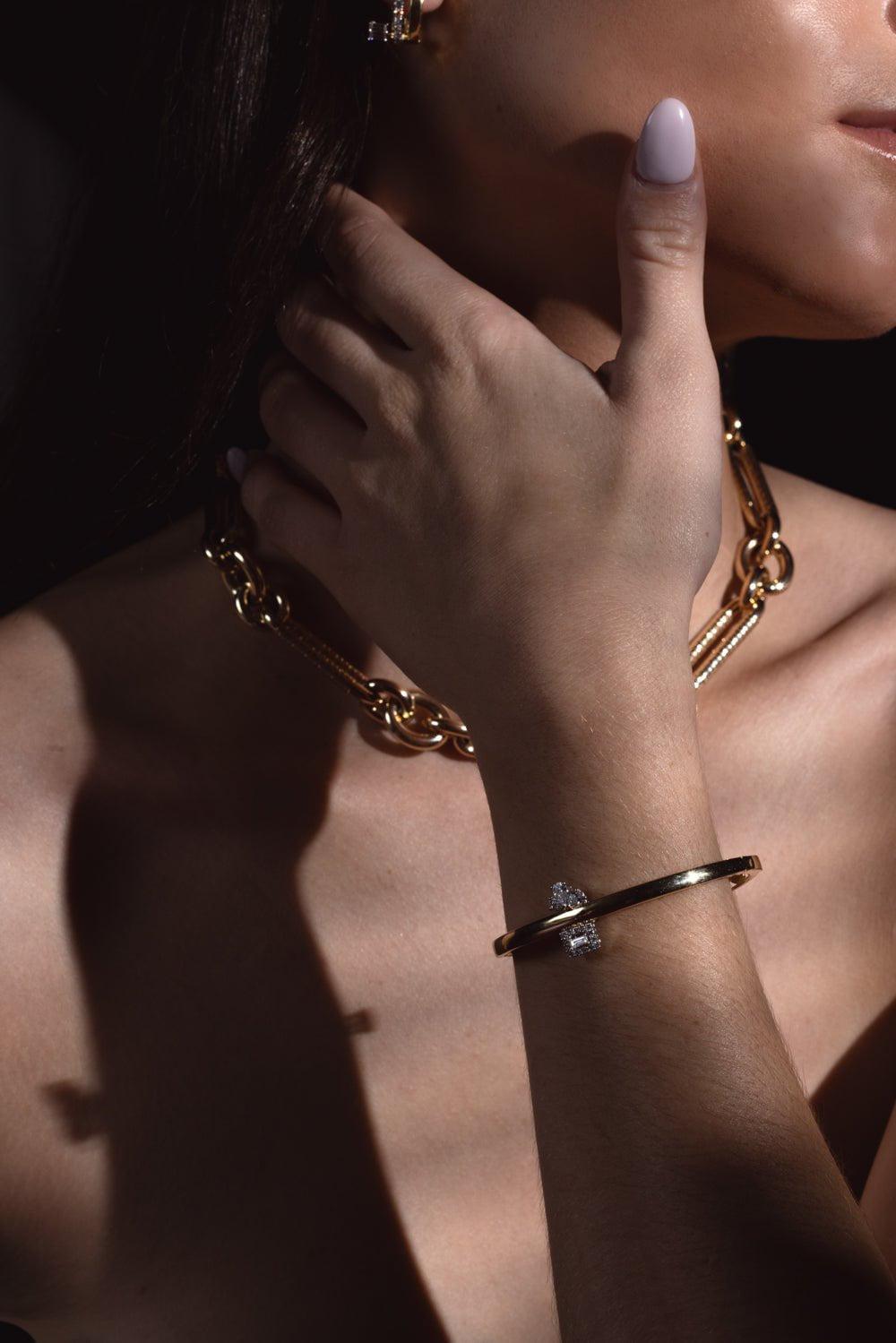 YEPREM JEWELLERY-Golden Strada Diamond Bangle Bracelet-YELLOW GOLD