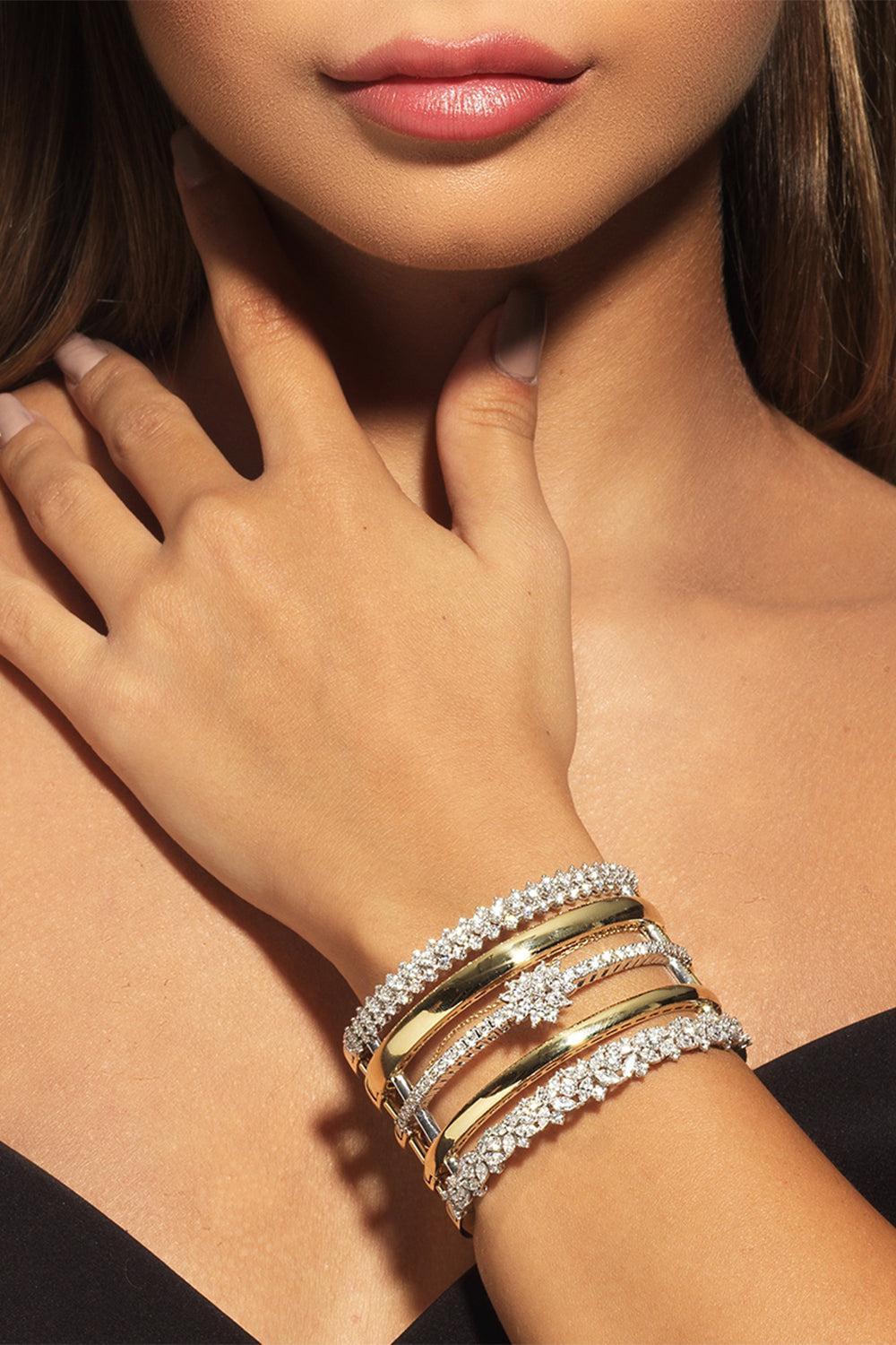 Golden Strada Stack Bangle Bracelet-YELLOW GOLD-JEWELRYFINE JEWELBRACELET O-YEPREM JEWELLERY