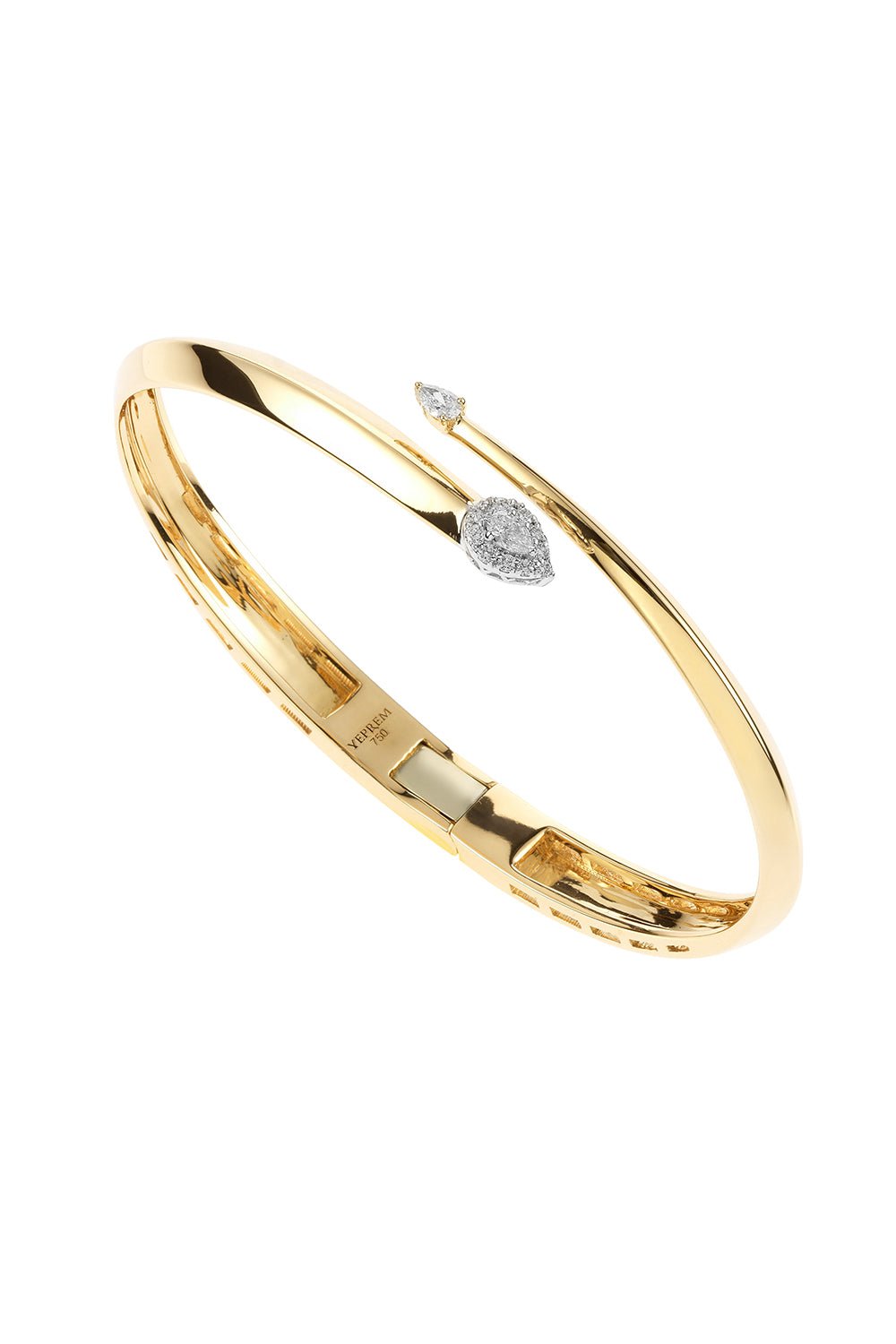 YEPREM JEWELLERY-Pear Diamond Bypass Bracelet-YELLOW GOLD