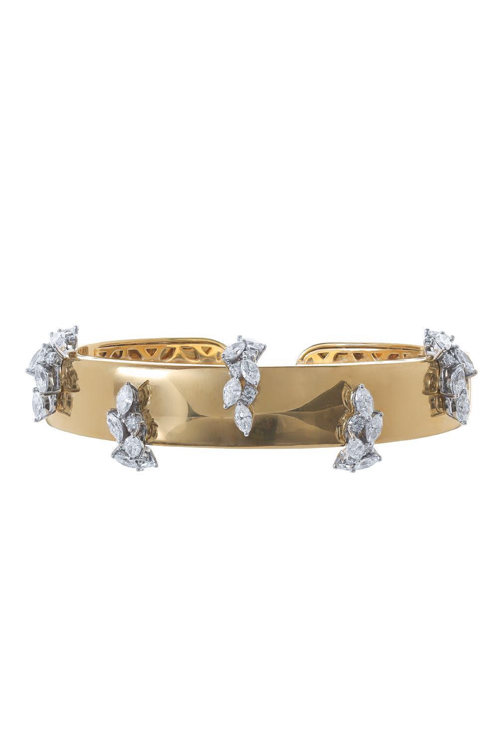 Thick Golden Strada Diamond Bracelet-YELLOW GOLD-JEWELRYFINE JEWELBRACELET O-YEPREM JEWELLERY