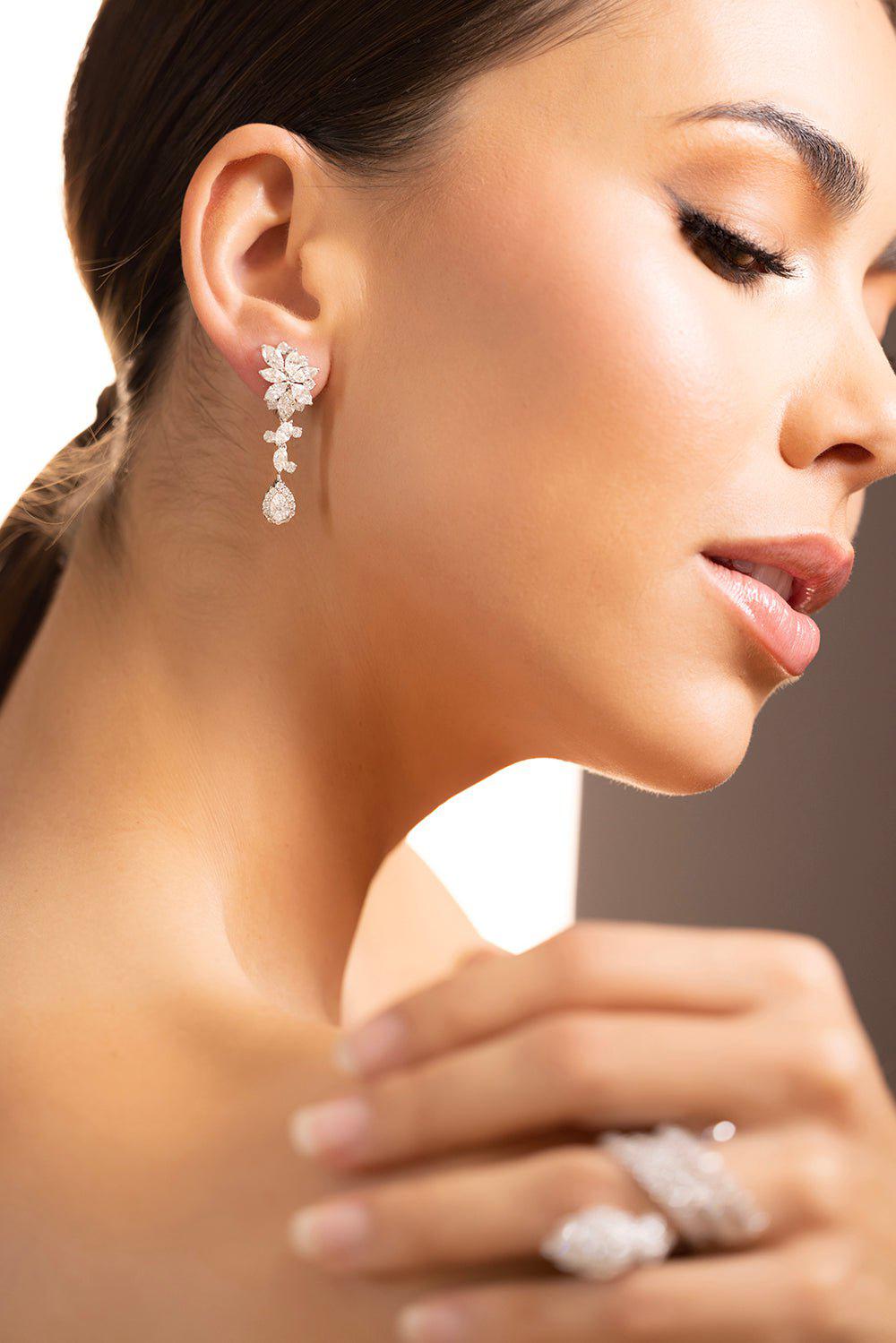 YEPREM JEWELLERY-Diamond Drop Earrings-WHITE GOLD