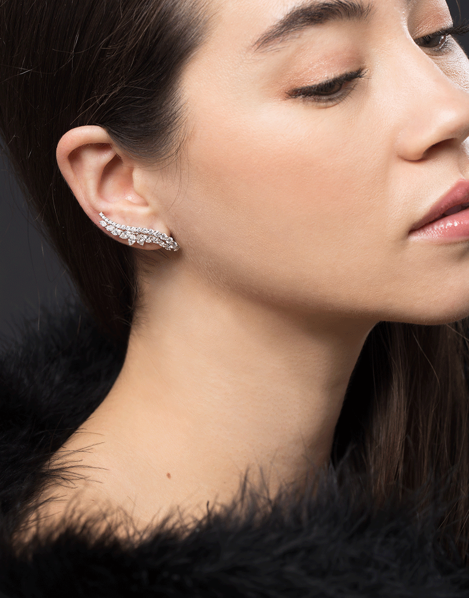 YEPREM JEWELLERY-Diamond Ear Climbers-WHITE GOLD