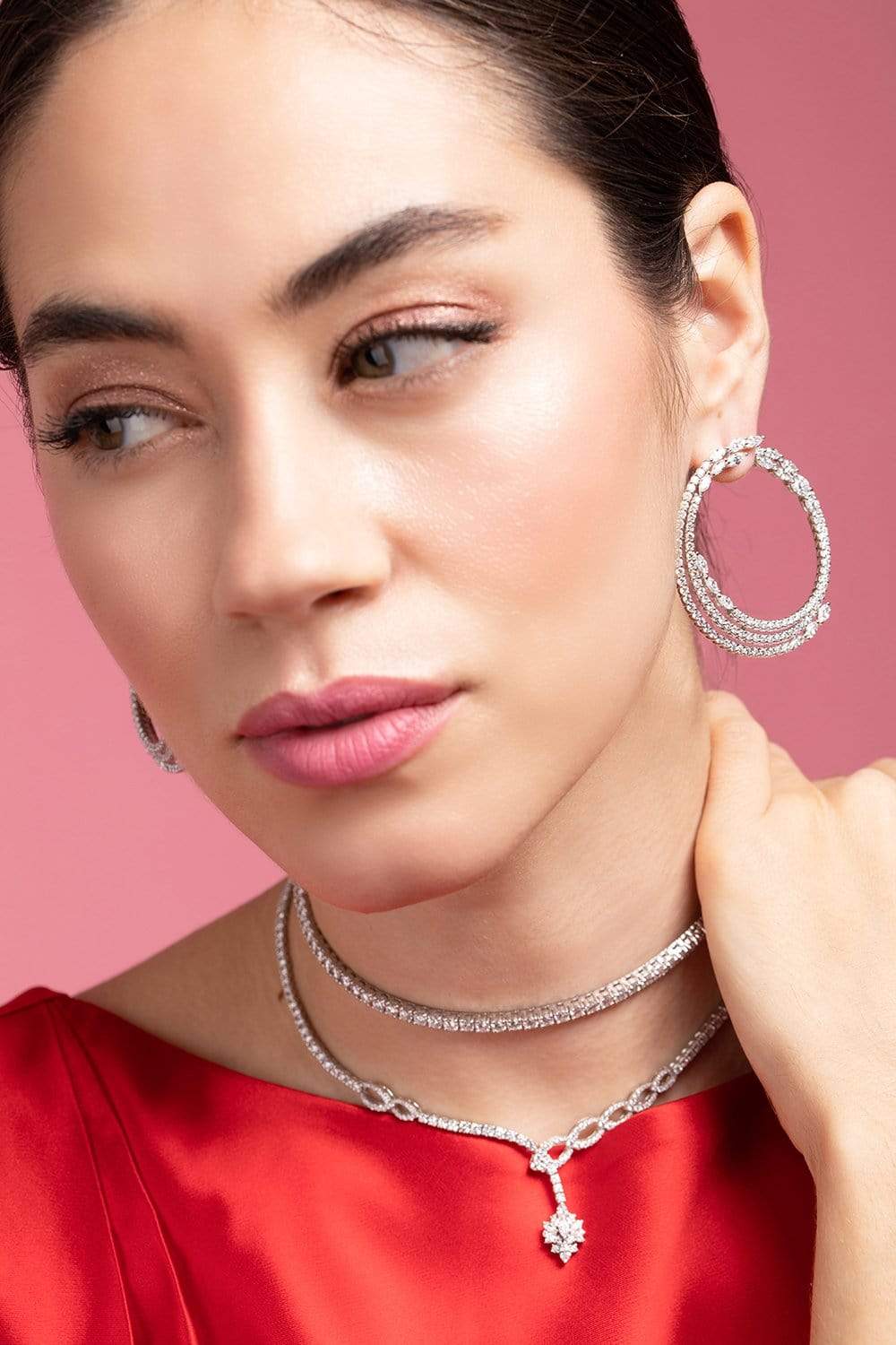 YEPREM JEWELLERY-Diamond Hoop Earrings-WHITE GOLD