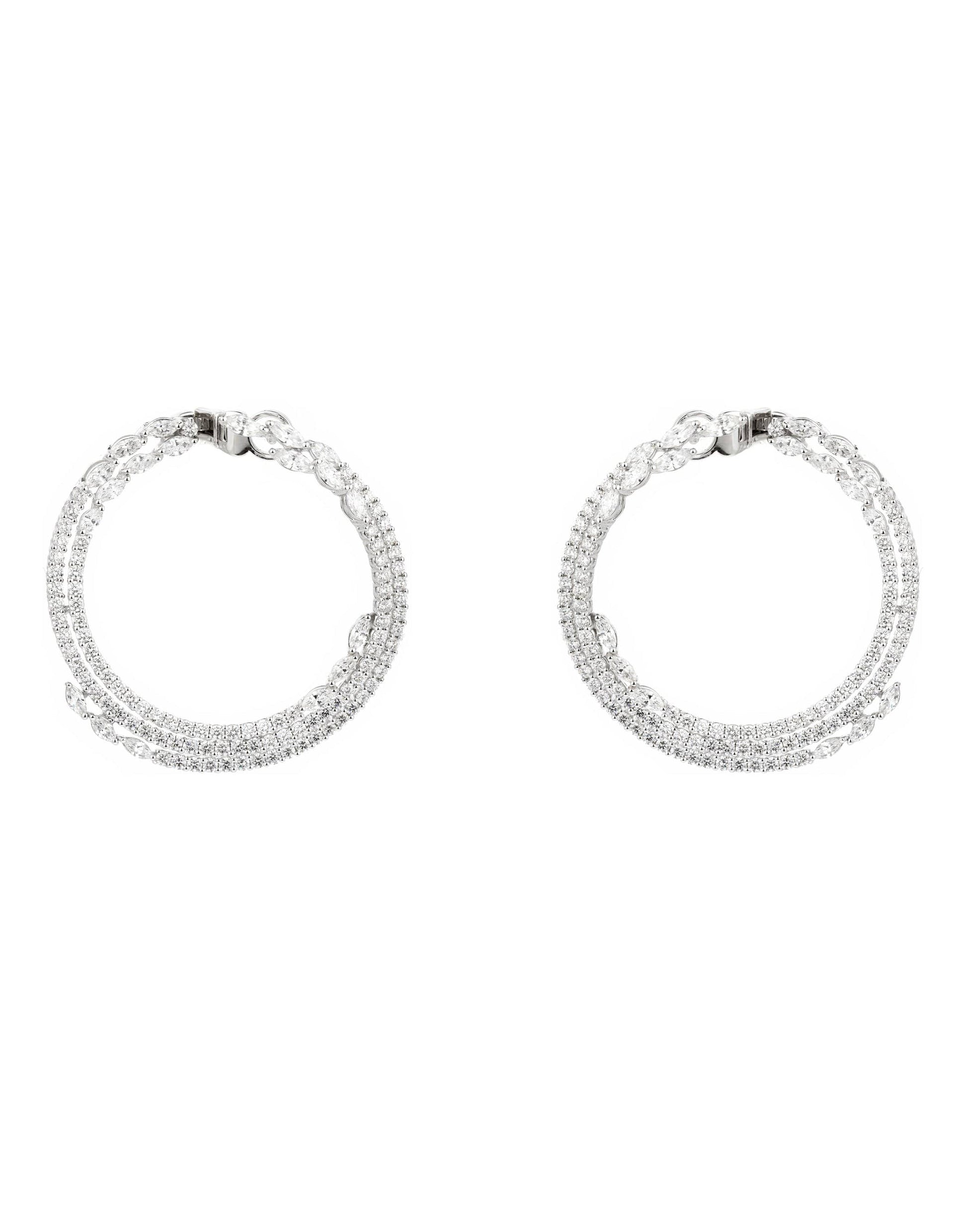 YEPREM JEWELLERY-Diamond Hoop Earrings-WHITE GOLD