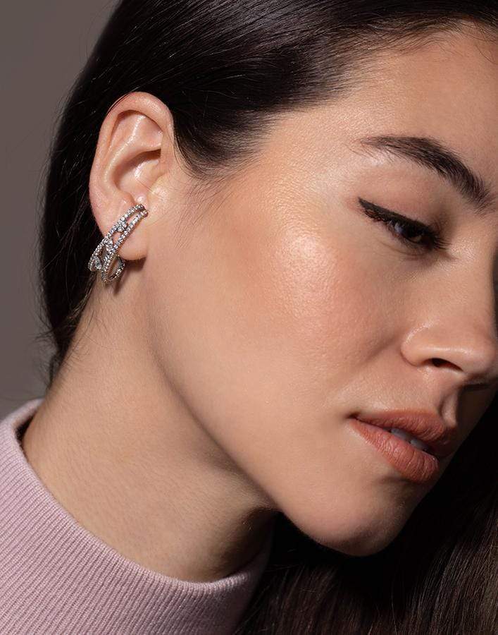 YEPREM JEWELLERY-Diamond Inside Hoops-WHITE GOLD