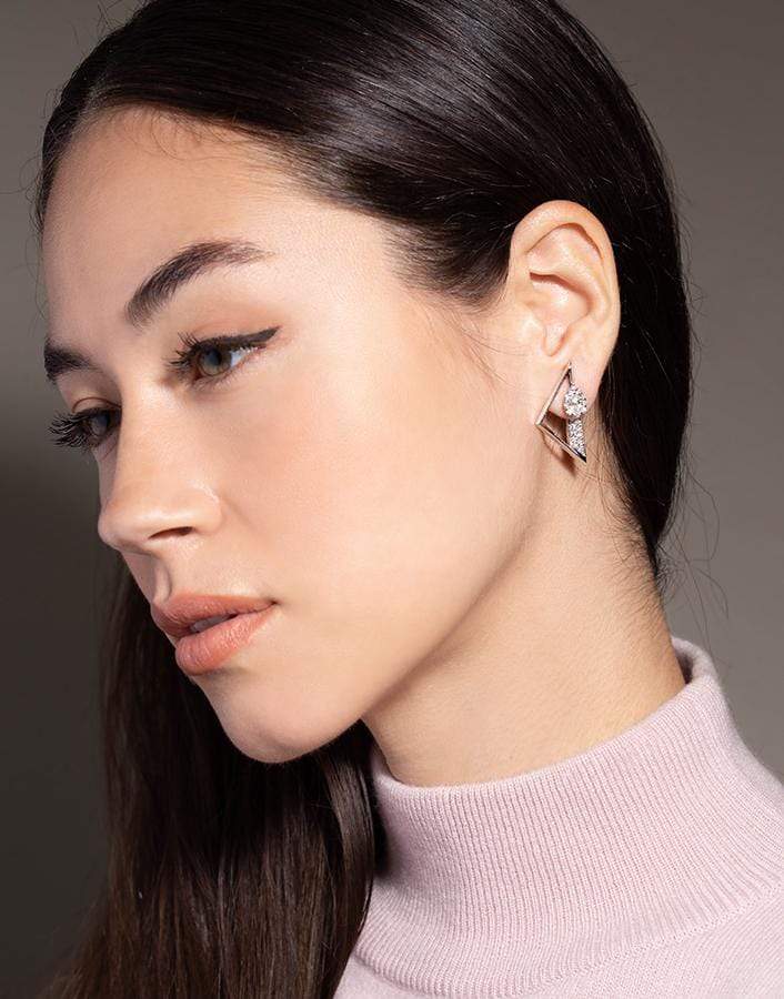 YEPREM JEWELLERY-Diamond Triangle Earrings-WHITE GOLD
