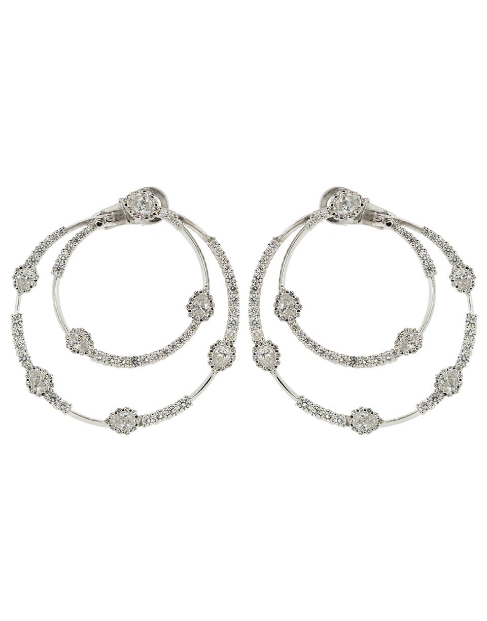 YEPREM JEWELLERY-Double Circle Diamond Earrings-WHITE GOLD