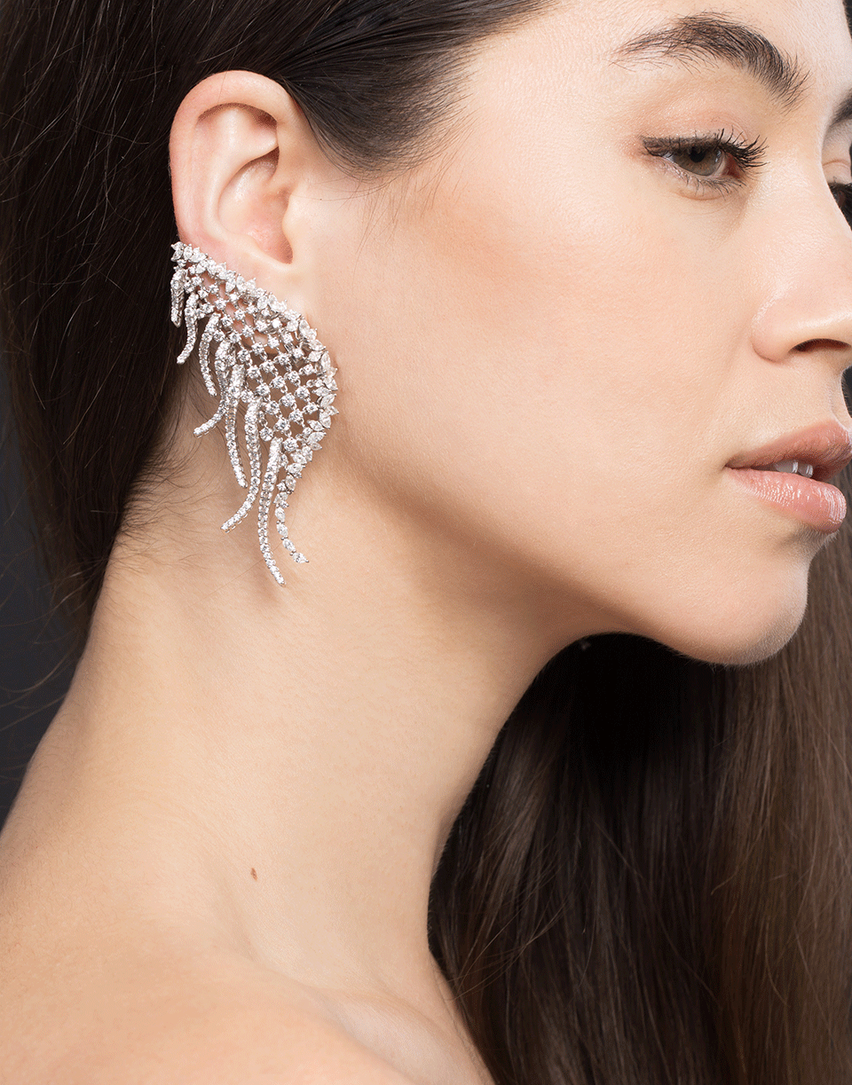 YEPREM JEWELLERY-Fringe Diamond Earrings-WHITE GOLD