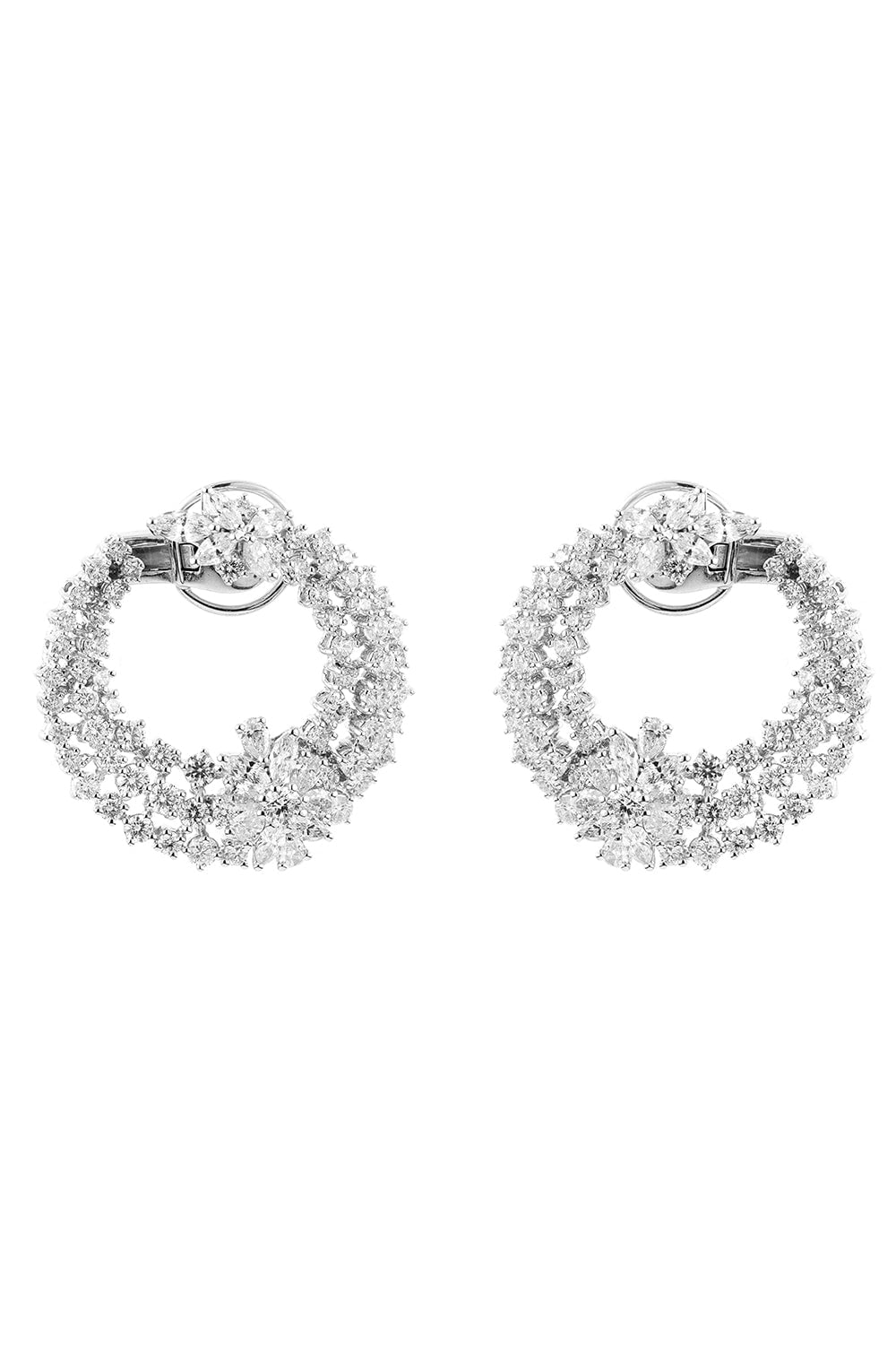 YEPREM JEWELLERY-Large Diamond Front Facing Hoop Earrings-WHITE GOLD