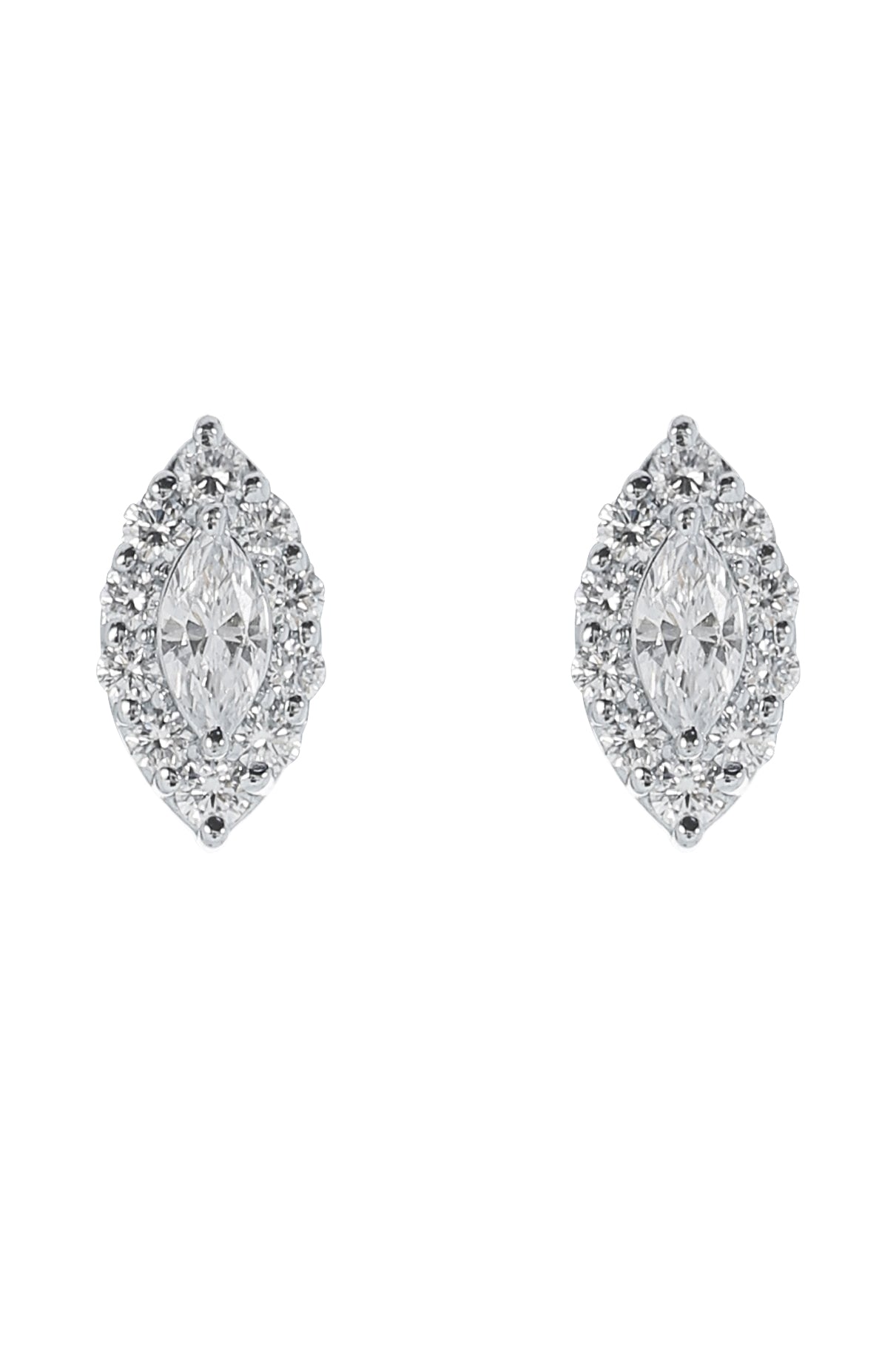 YEPREM JEWELLERY-Marquise Diamond Stud Earrings-WHITE GOLD