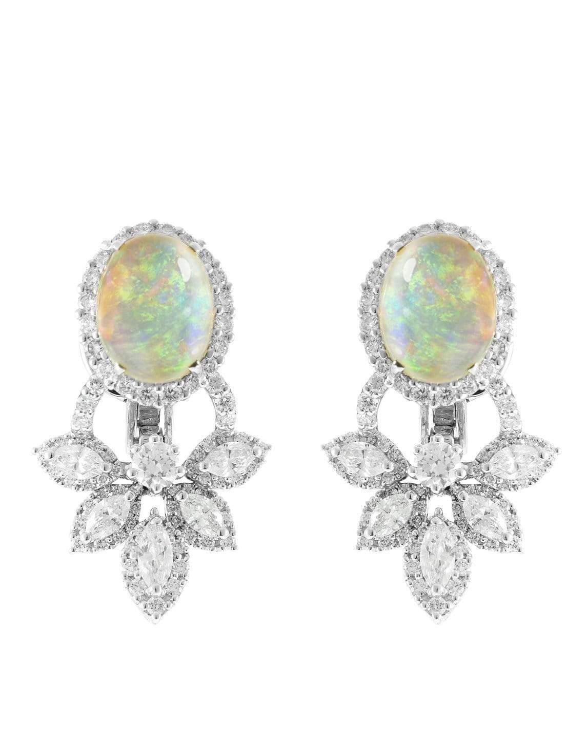 YEPREM JEWELLERY-Opal and Diamond Earrings-WHITE GOLD