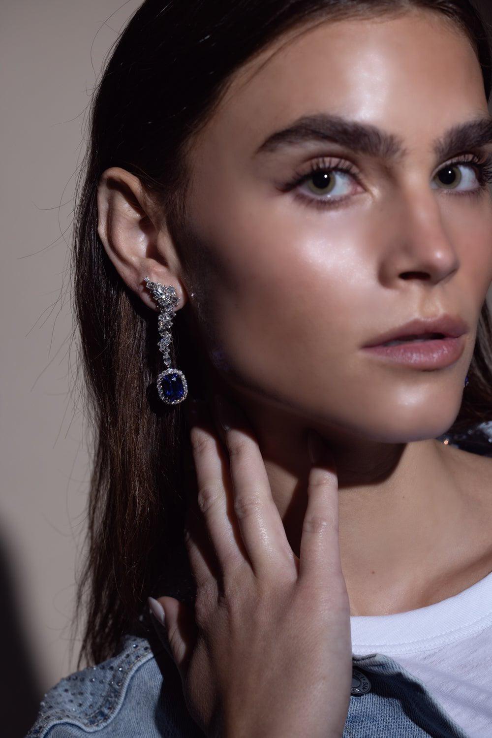 YEPREM JEWELLERY-Reign Supreme Drop Earrings-WHITE GOLD