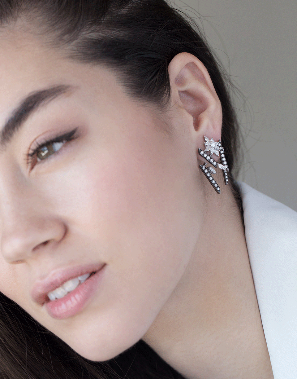 YEPREM JEWELLERY-Round and Marquise Diamond Earrings-WHITE GOLD
