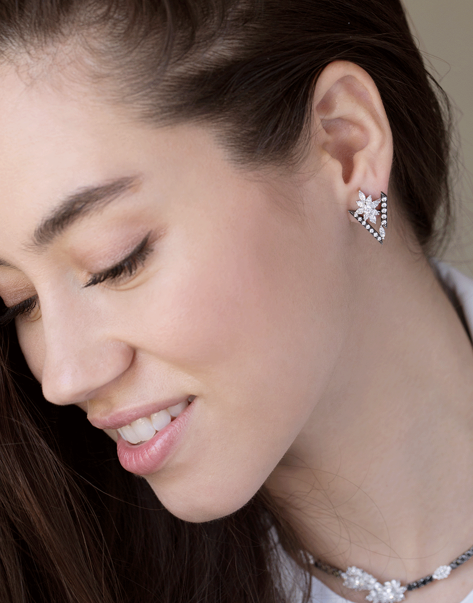 YEPREM JEWELLERY-Round and Marquise Diamond Earrings-WHITE GOLD