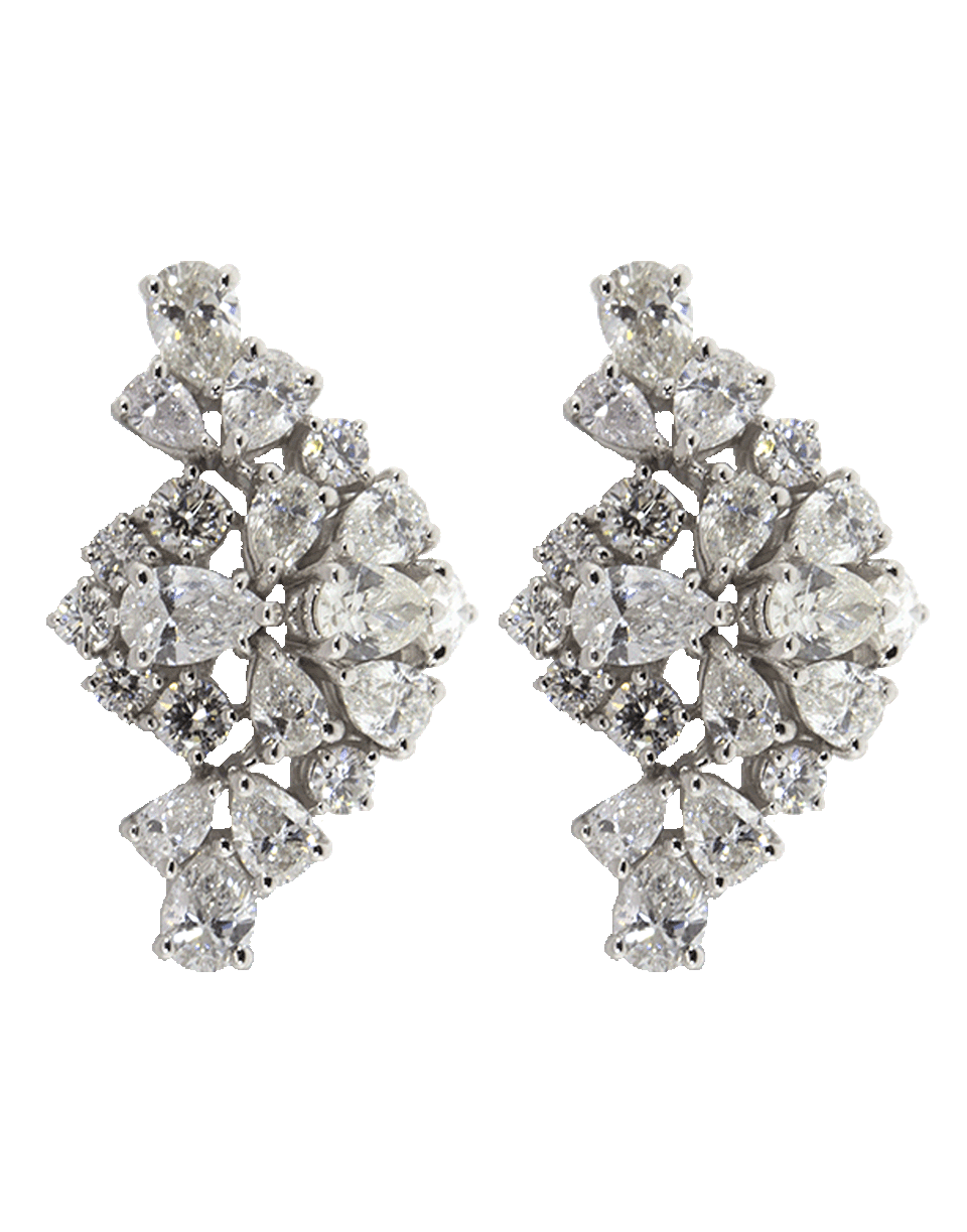YEPREM JEWELLERY-Round And Pear Diamond Earrings-WHITE GOLD