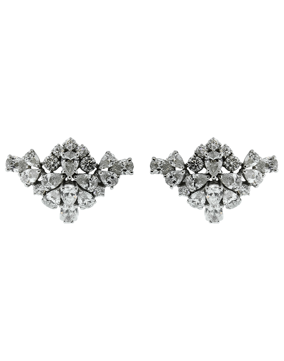 YEPREM JEWELLERY-Round And Pear Diamond Earrings-WHITE GOLD