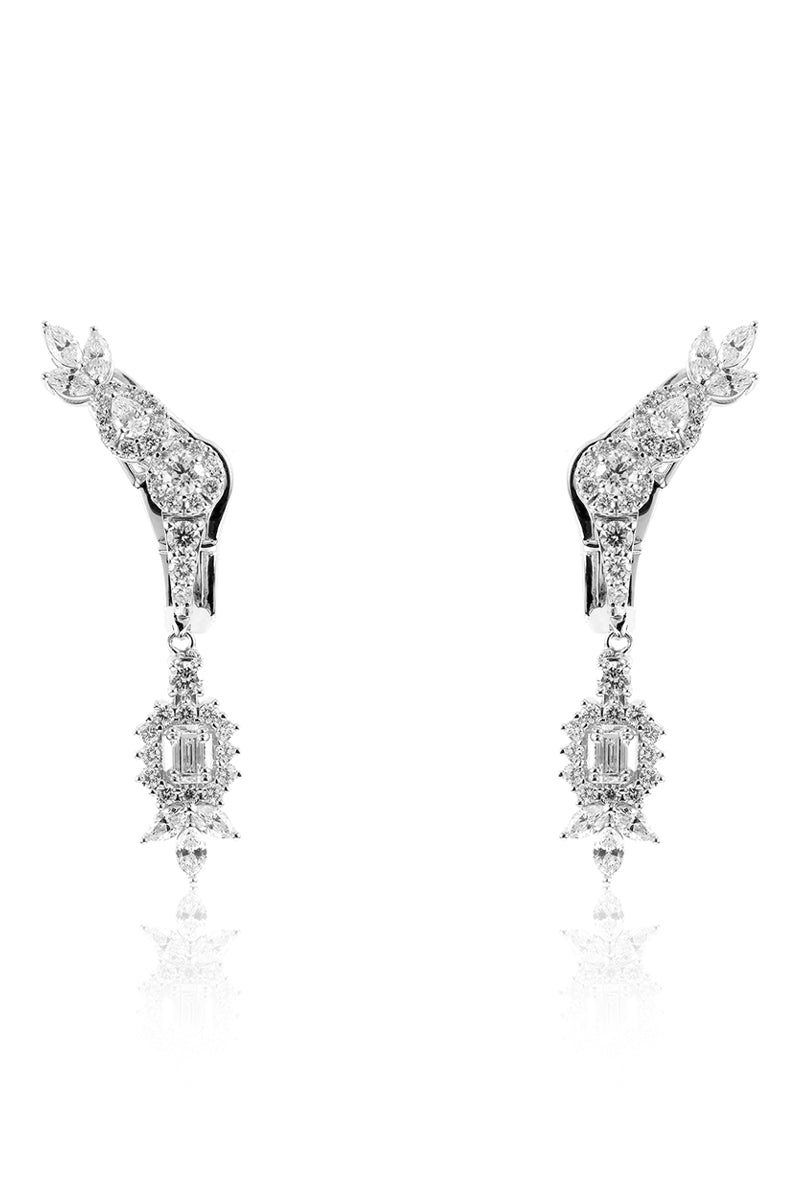 Y-Not Diamond Climber Earrings-WHITE GOLD-JEWELRYFINE JEWELEARRING-YEPREM JEWELLERY