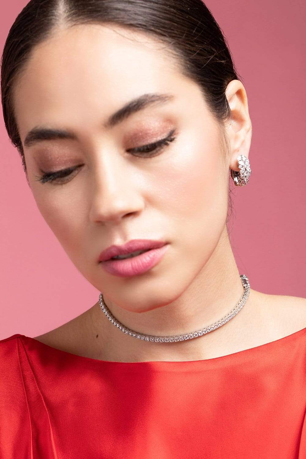 YEPREM JEWELLERY-Maquise and Round Diamond Hoop Earrings-WHTGLD