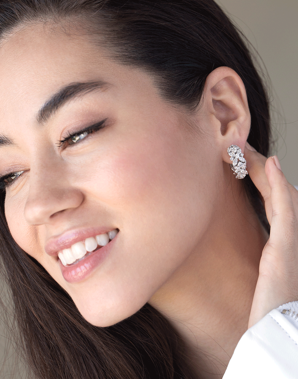YEPREM JEWELLERY-Maquise and Round Diamond Hoop Earrings-WHTGLD