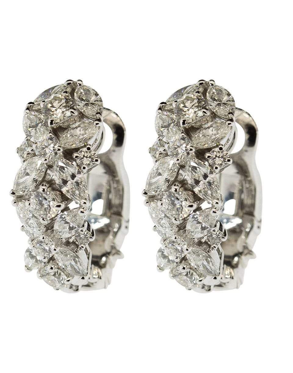 YEPREM JEWELLERY-Maquise and Round Diamond Hoop Earrings-WHTGLD