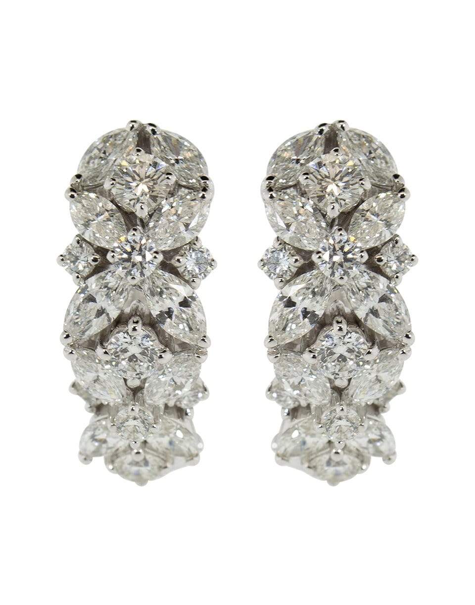 YEPREM JEWELLERY-Maquise and Round Diamond Hoop Earrings-WHTGLD