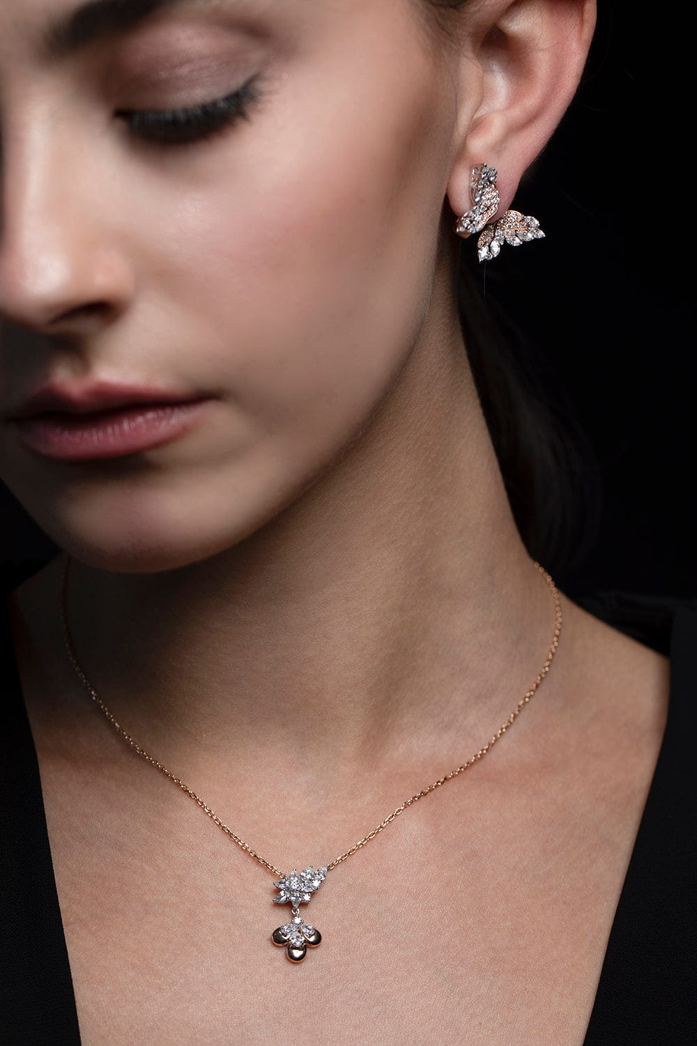 YEPREM JEWELLERY-Diamond Butterfly Earrings-YELLOW GOLD