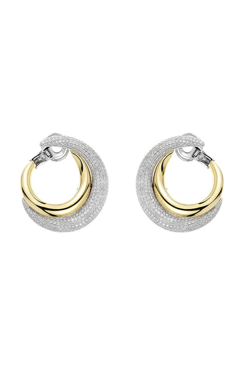 Golden Strada Diamond Open Hoop Earrings-YELLOW GOLD-JEWELRYFINE JEWELEARRING-YEPREM JEWELLERY