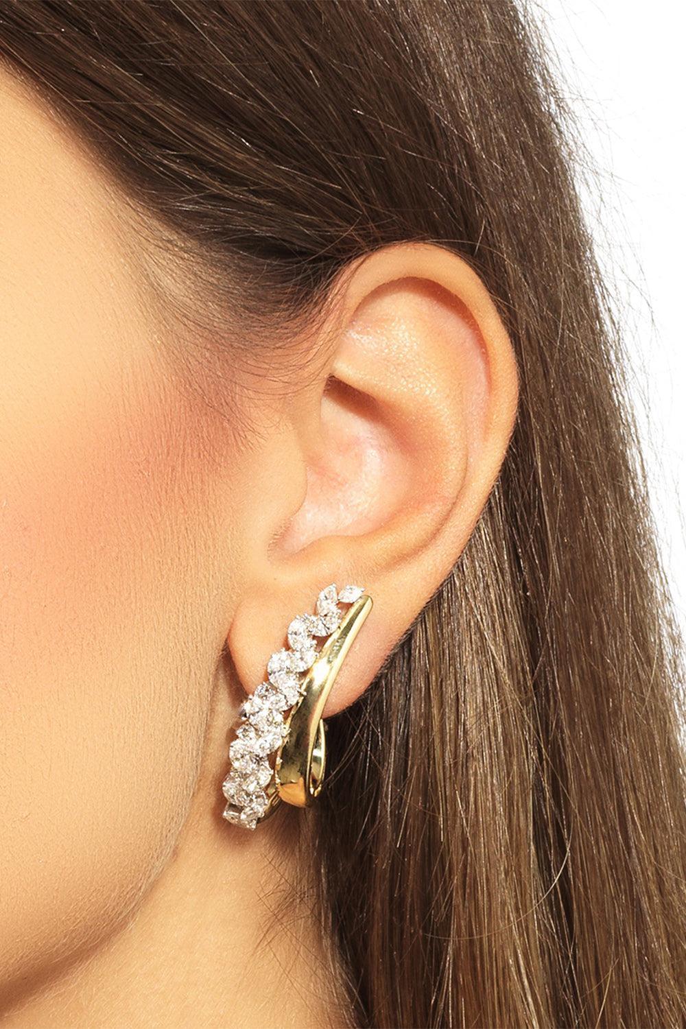 Golden Strada Diamond Whisper Earrings-YELLOW GOLD-JEWELRYFINE JEWELEARRING-YEPREM JEWELLERY